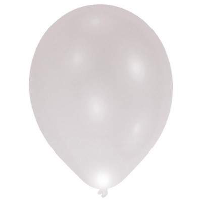 Svietiace latexové LED balóny strieborné 27 cm