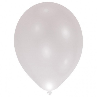 Svietiace latexové LED balóny strieborné 27 cm
