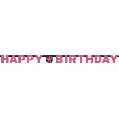 Písmenkový baner ružový Happy B-Day