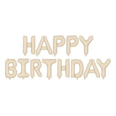 Fóliový balónový nápis Happy Birthday béžový