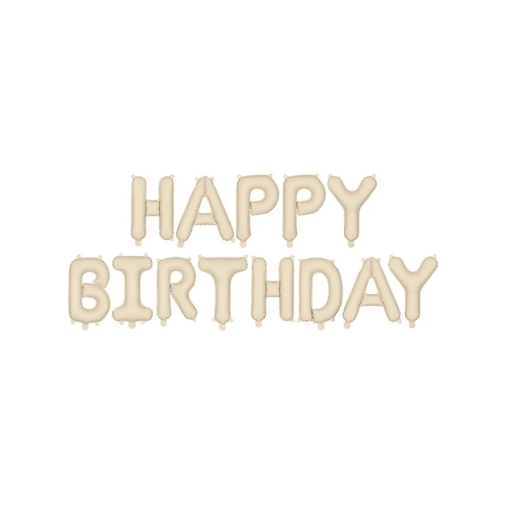 Fóliový balónový nápis Happy Birthday béžový Fóliový balónový nápis Happy Birthday béžový