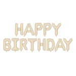 Fóliový balónový nápis Happy Birthday béžový