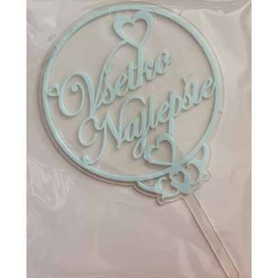 Zápich Všetko najlepšie guľatý modrý