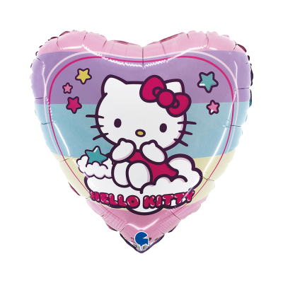 Fóliový balón srdce Hello Kitty rainbow