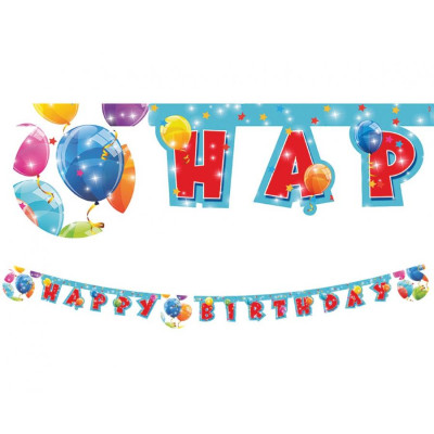 Baner Happy B-Day trblietavé balóny