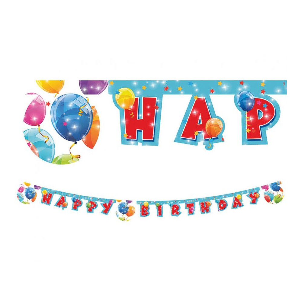 Baner Happy B-Day trblietavé balóny Baner Happy B-Day trblietavé balóny