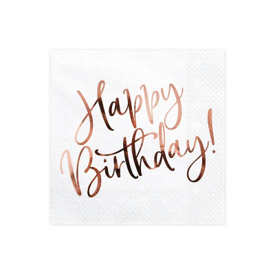 Servítky Happy B-Day ružovo zlaté