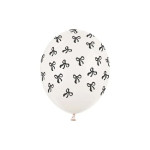 Latexový balón off-white s čiernymi mašličkami 30 cm