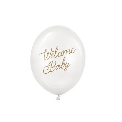 Latexový balón Welcome baby perleťová biela 30 cm
