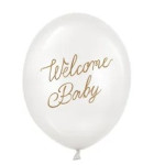 Latexový balón Welcome baby perleťová biela 30 cm
