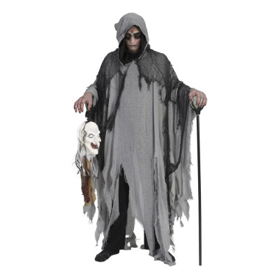 Šedý zombie plášť s kapucňou – unisex kostým