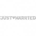 Baner Just Married strieborný