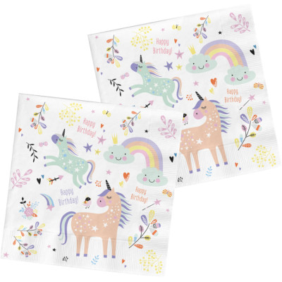 Papierové servítky Unicorns & Rainbows – 33 × 33 cm (20 ks)