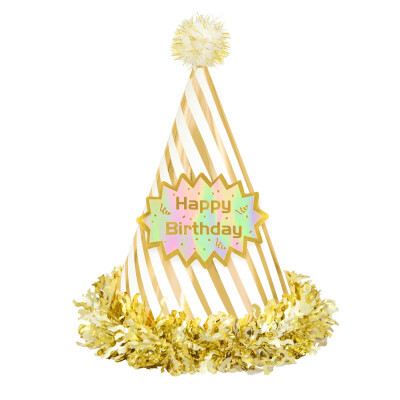 Párty klobúčik Happy Birthday zlatý