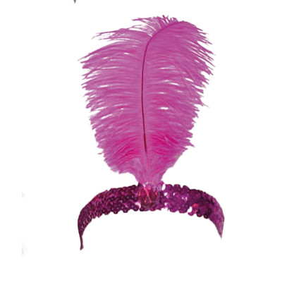 Gatsby čelenka s pierkom ružová