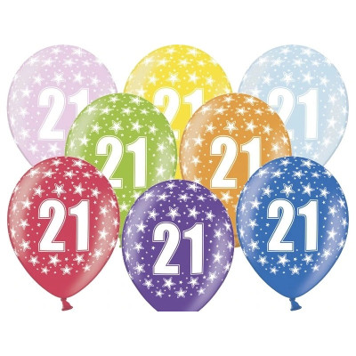 Latexové balóny mix farieb 21 narodeniny