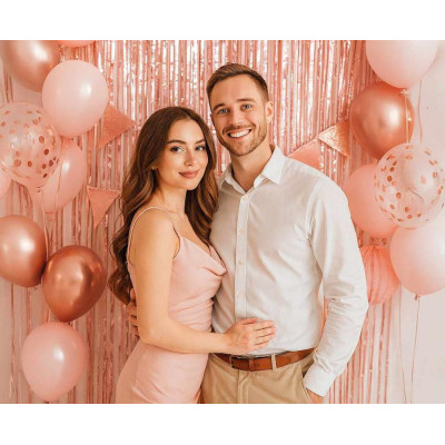 Dekoračný párty záves ružovo zlatý