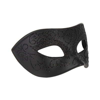 Škraboška matná čierna s trblietavým vzorom