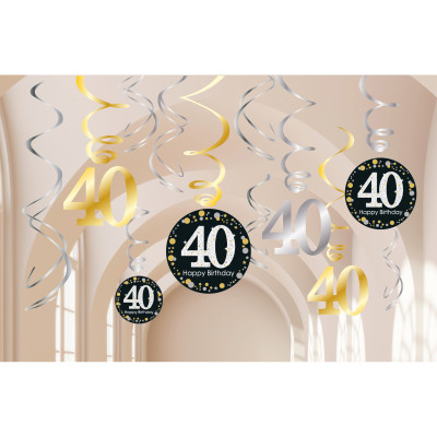 Závesná špirálová dekorácia 40 narodeniny