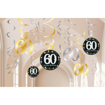 Závesná špirálová dekorácia 60 narodeniny