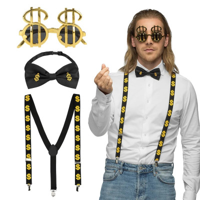 Set Dollar – párty doplnky - party okuliare, kravata a traky