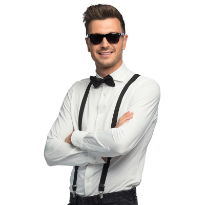 Set Classic Black – štýlový párty doplnok (okuliare, motýlik a traky)