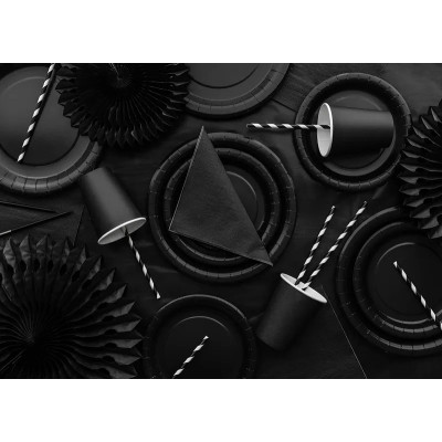 Papierové taniere – čierna farba, 23 cm (6 ks)