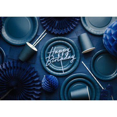 Papierové taniere – tmavomodrá farba, 23 cm (6 ks)
