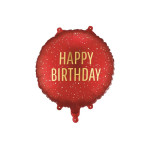 Fóliový balón „Happy Birthday“ – tmavá červený 35 cm