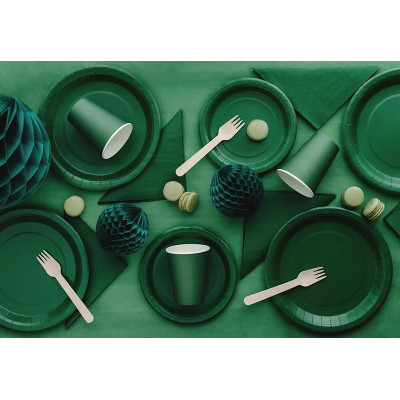 Papierové taniere – zelená farba, 23 cm (6 ks)