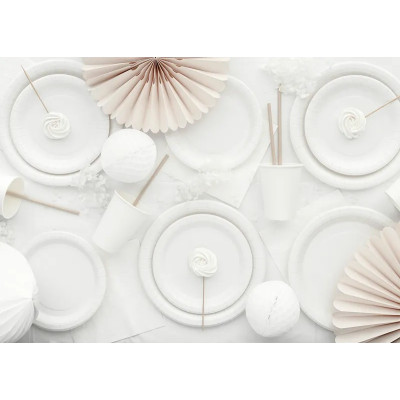 Papierové taniere – biela farba, 23 cm (6 ks)