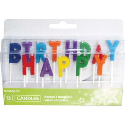 Sviečky Happy Birthday viacfarebné