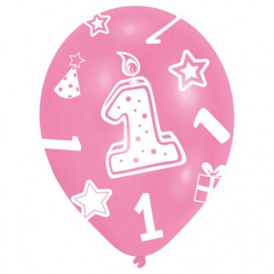 Latexové balóny 1 narodeniny dievčatko ružové