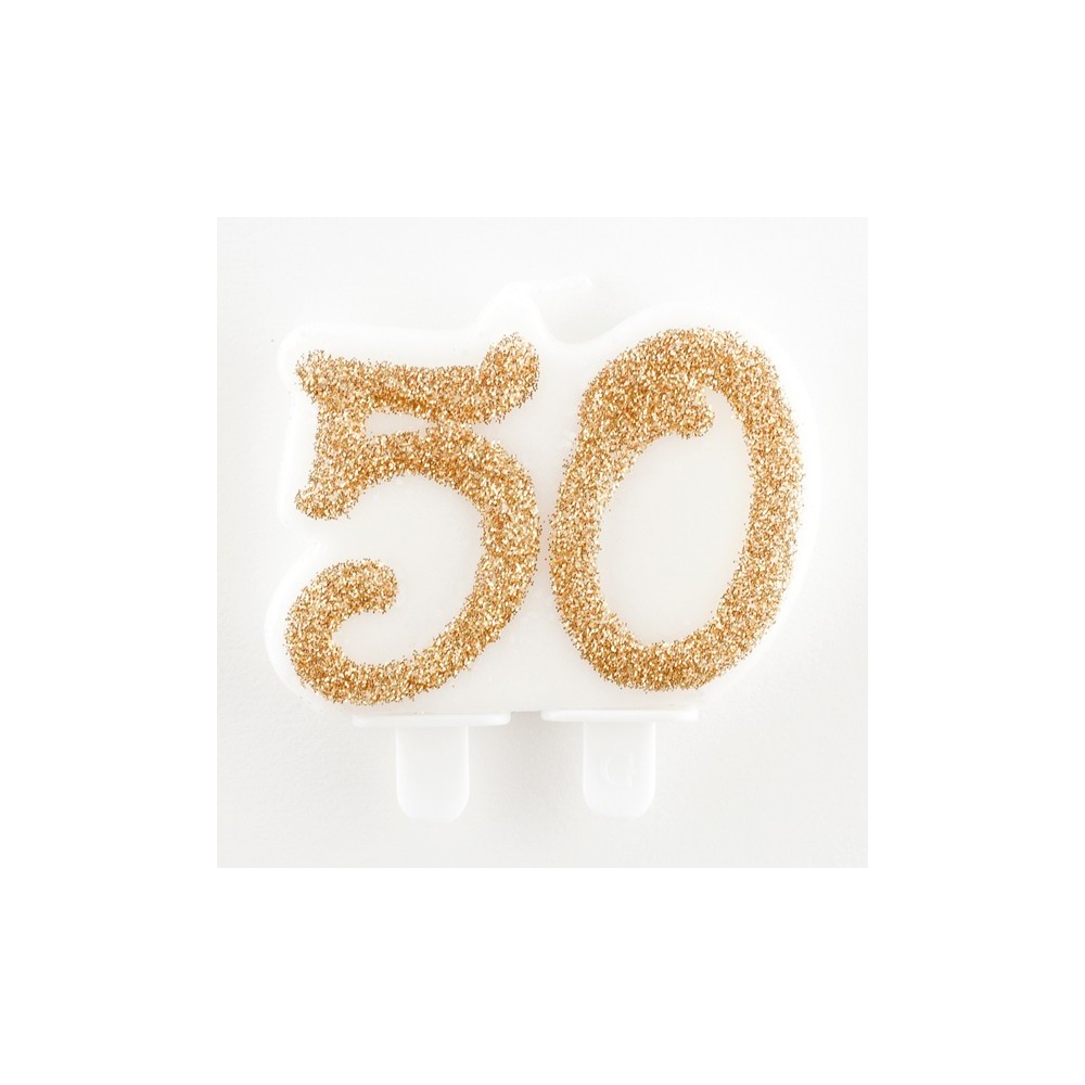 Sviečka trblietavá zlatá 50 Sviečka trblietavá zlatá 50