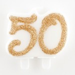 Sviečka trblietavá zlatá 50