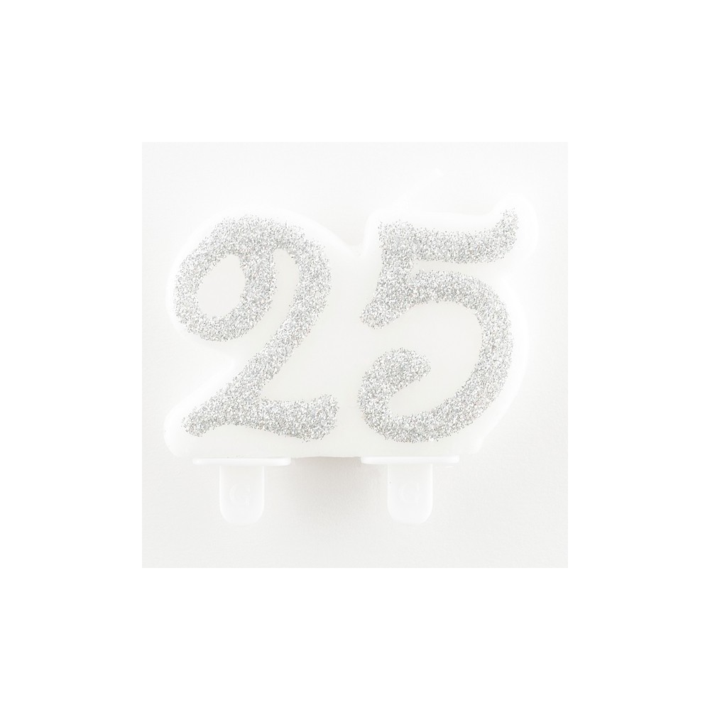 Sviečka strieborná trblietavá 25 Sviečka strieborná trblietavá 25