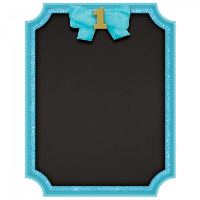 Modrá trblietavá tabuľka na prvé narodeniny s podstavcom (23 × 18 cm)