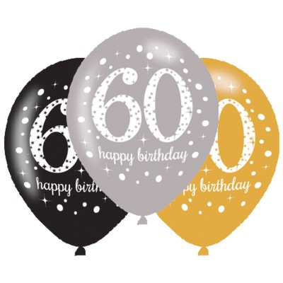 Latexové sparkling balóny Happy B-day 60