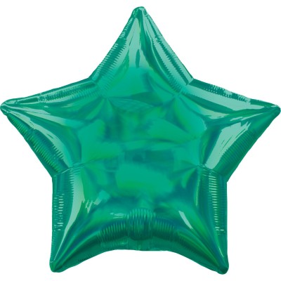 Fóliový holografický balón hviezda jantárovo zelená