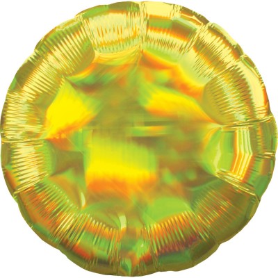 Fóliový holografický balón kruh jantárovo žltý