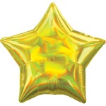 Fóliový holografický balón hviezda jantárovo žltá