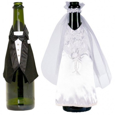 Svadobné návleky na fľašu ženích a nevesta