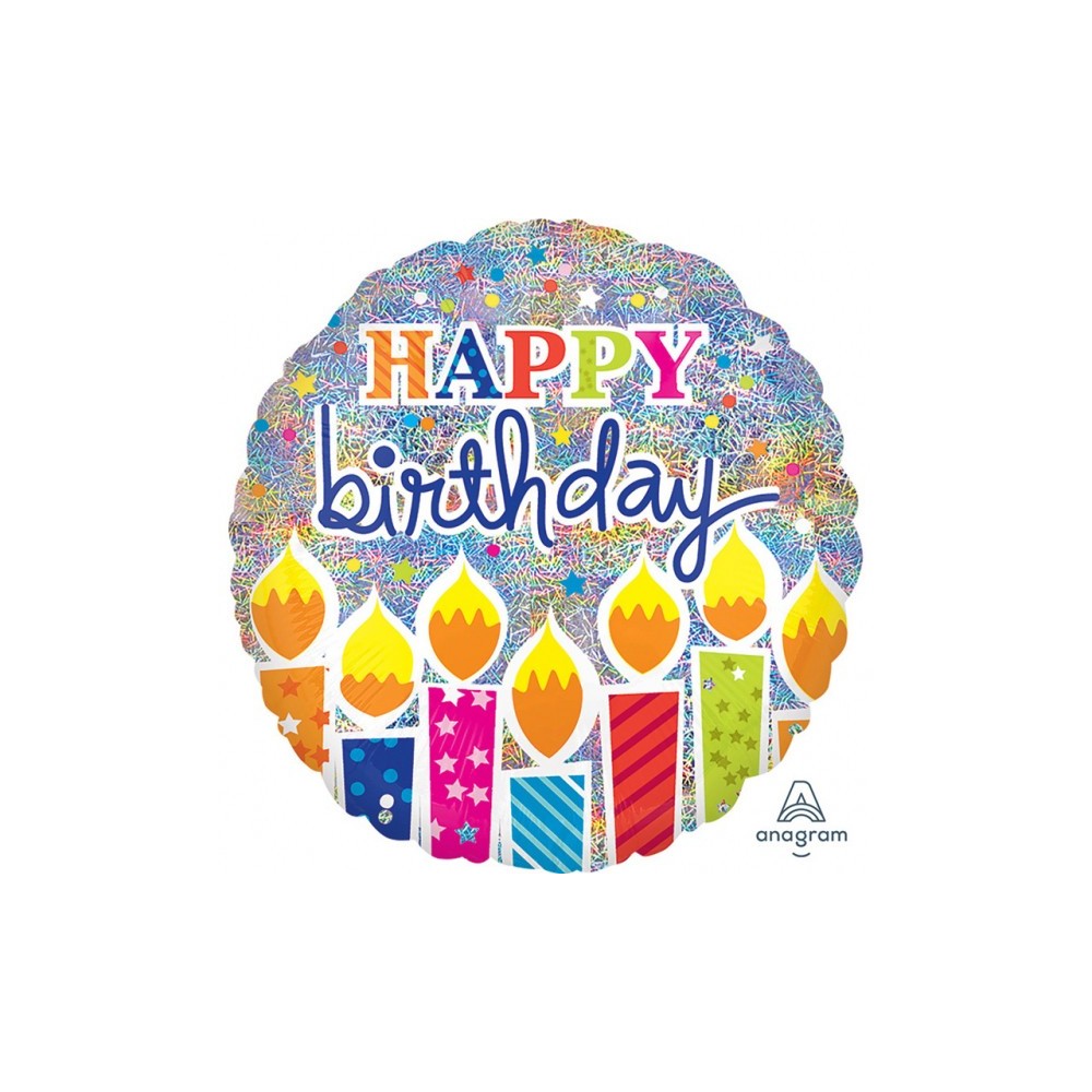 Fóliový balón holografický Happy Birthday