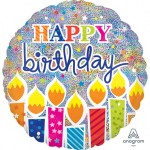Fóliový balón holografický Happy Birthday