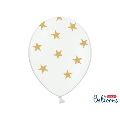 Latexové balóny biele so zlatými hviezdami