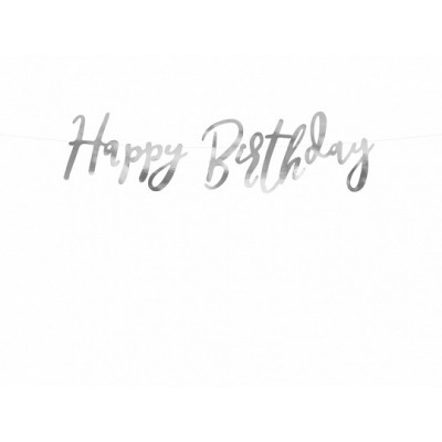 Baner písmenkový Happy B-day strieborný