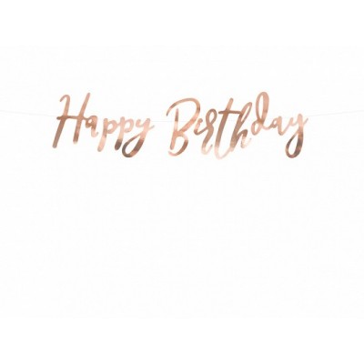 Baner písmenkový Happy B-day zlato ružová