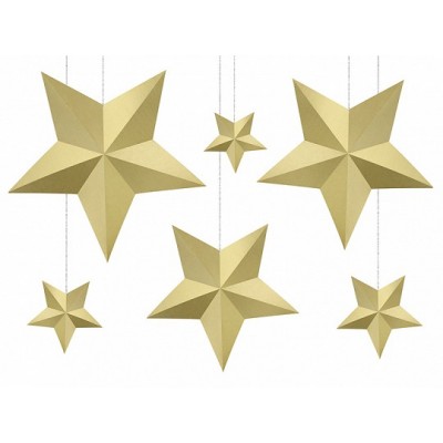 Visiaca dekorácia zlaté hviezdy 3D