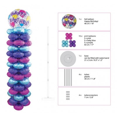 Balónová veža Happy Birthday + pumpa zdarma