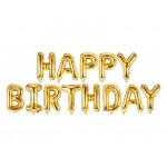 Fóliový balónový nápis Happy Birthday zlatý